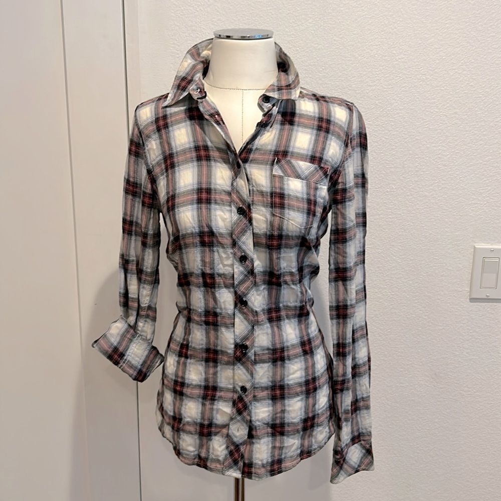Perfect Condition Plaid Stretch Button Down - image 1